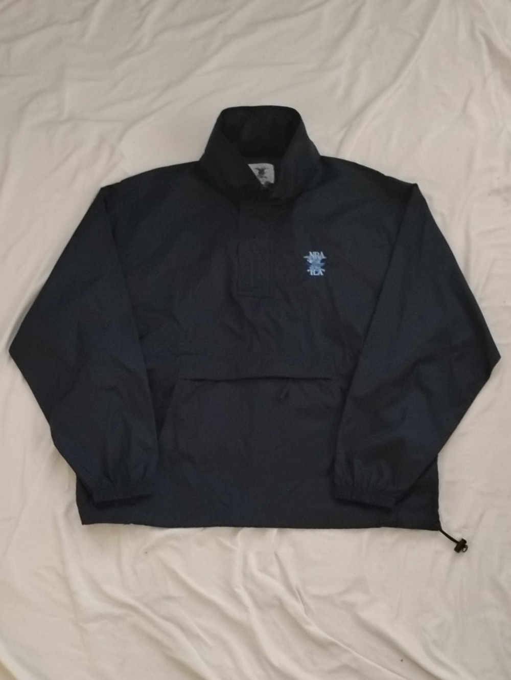 Men's Navy Pullover Windbreaker with Subtle Chest Logo